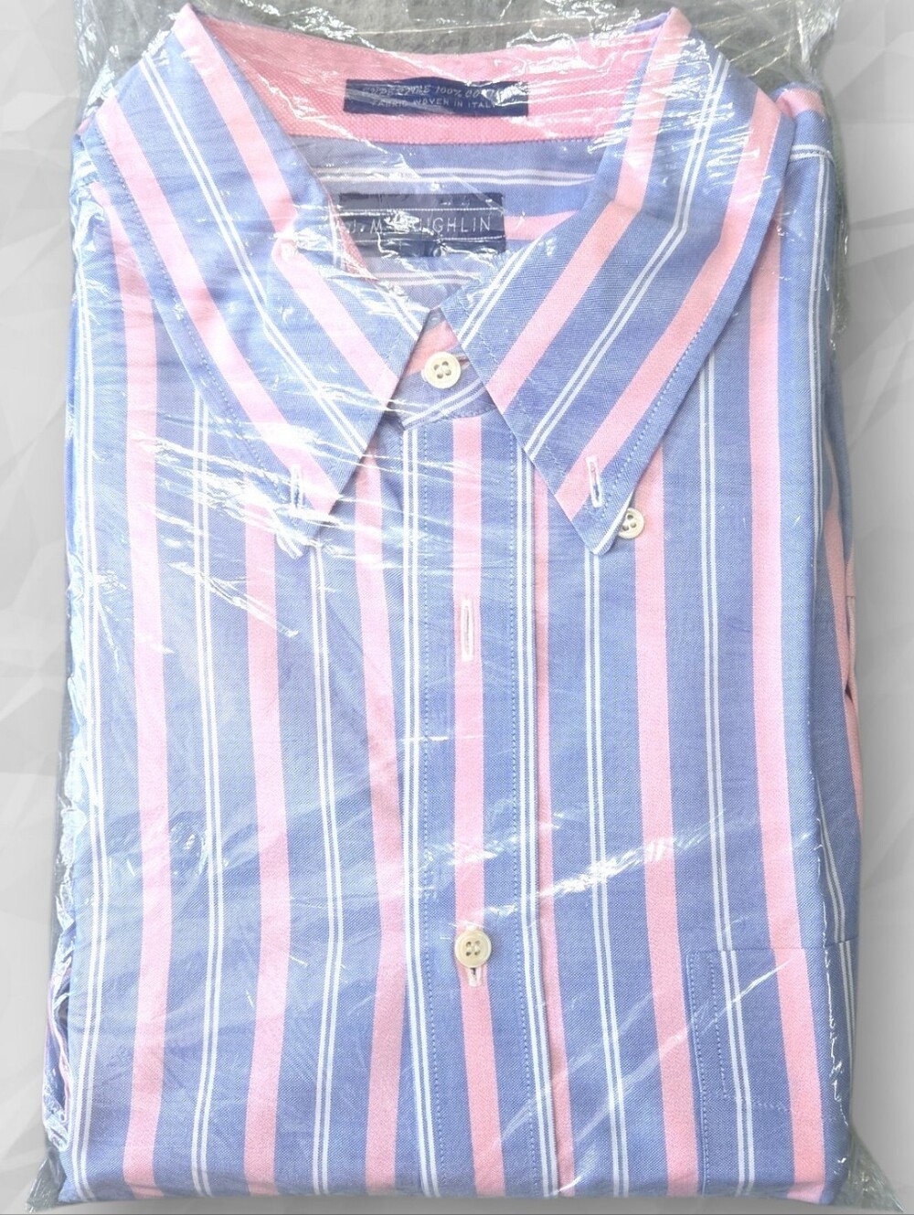 J. McLaughlin Men's XL Striped Professiona Button-Up Shirt Blue, White, & Pink
